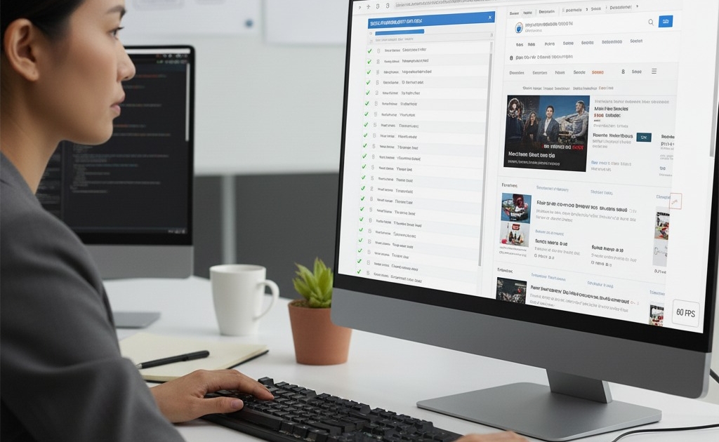 Ein QA Engineer testet die Scroll-Funktion