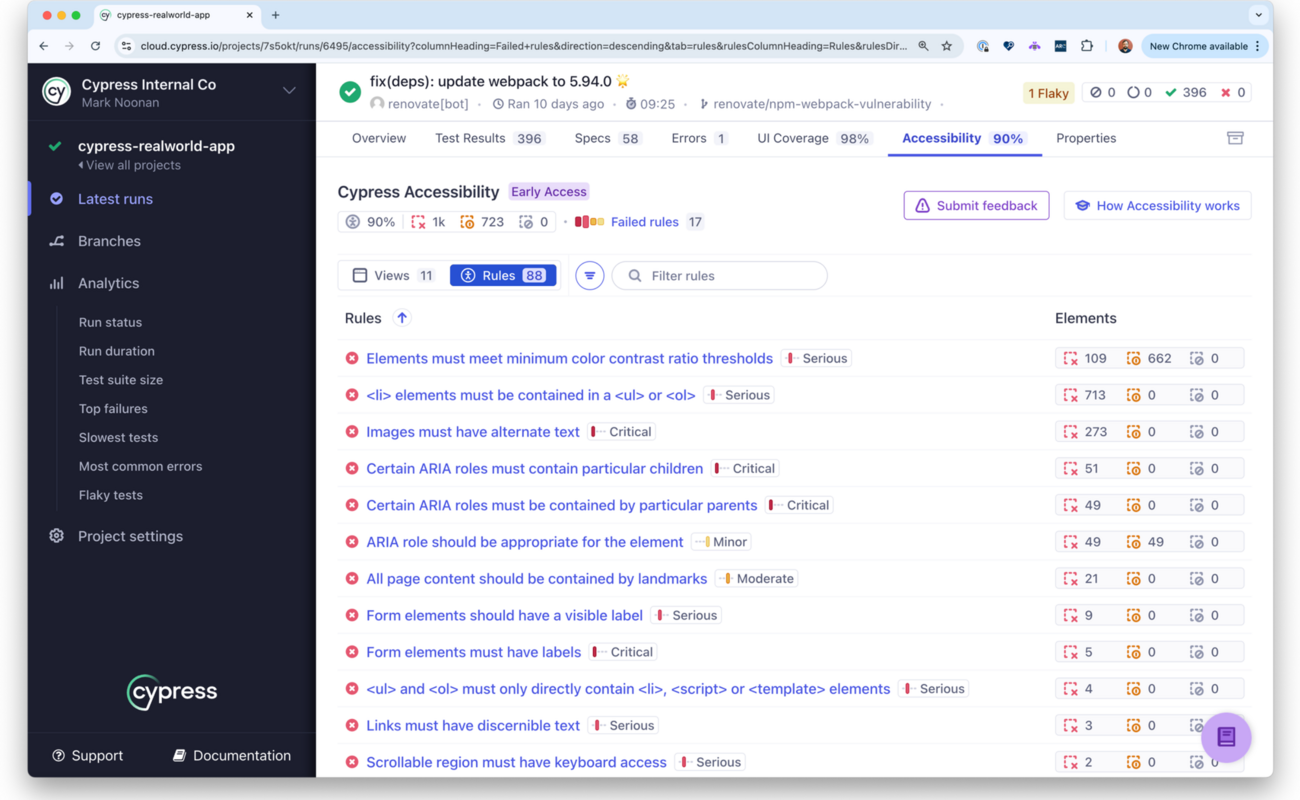 Cypress.IO Axe Accessibility